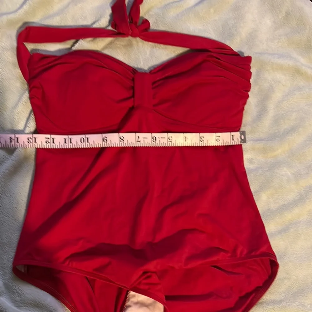 Lauren Ralph Lauren Red Sweetheart One Piece Halter Swimsuit